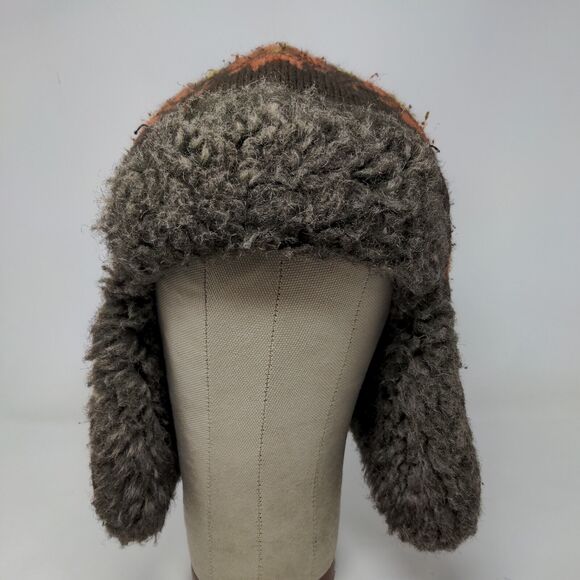 Unbranded Men's Knit Trapper Hat Fair Isle Brown One Size Ear Flaps Vegan Fur - Picture 2 of 8